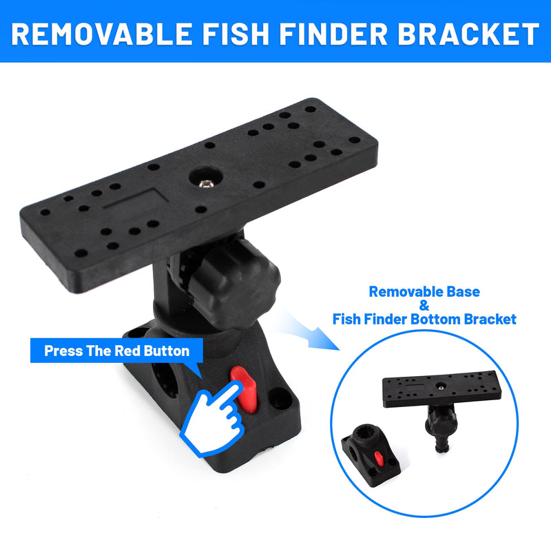 Fish Finder Mounts for Boat, 360° Adjustable Fish Finder Mounting Brackets, Depth Finders Mount, Universal Marine Electronics Mounting Plate for Boat, Canoe, Kayak with Mount Bracket