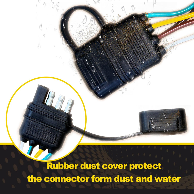26FT Trailer Wiring Harness Kit, 4 Pin 5 Wire Trailer Wiring Harness, Boat Trailer Wiring Harness, 5 Wire 4 Pin Flat Trailer Connector, for Connection of Tail Lights, Brake Lights and Turn Signals 26FT