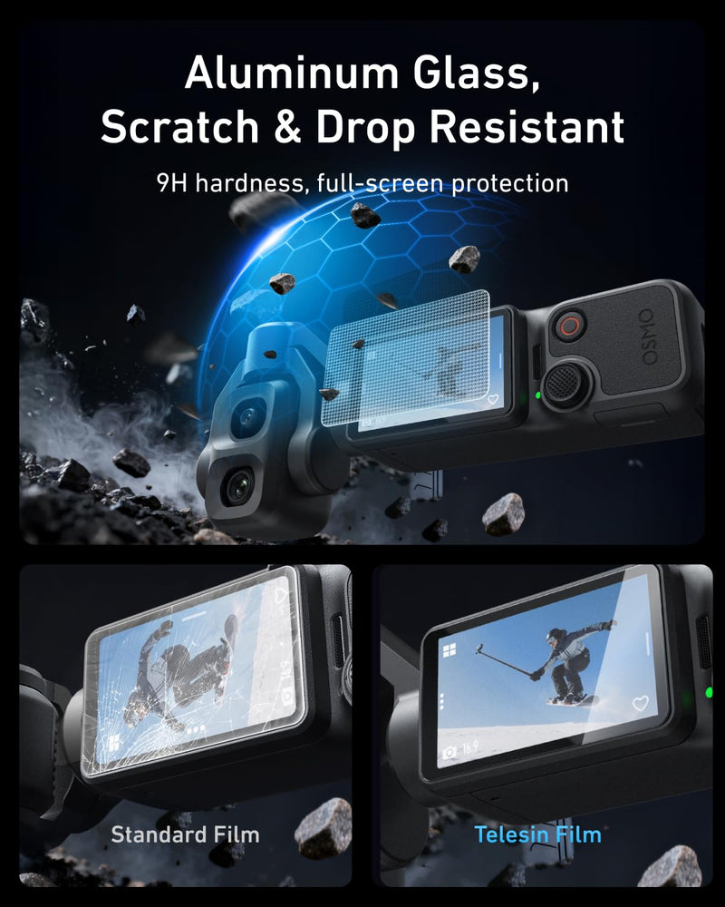 TELESIN AR-Ultra Screen Protector for DJI Osmo Pocket 4P, 1-Pack | with Easy-Install Auto-Align Frame, AR Anti-Reflective Coating for Outdoor Vlogging, 9H Tempered Glass, Pocket 4P Accessories