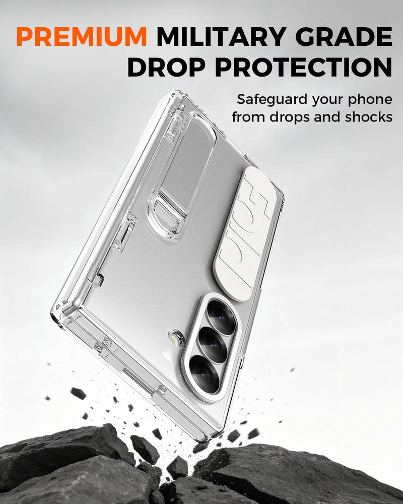 NINKI Transparent Cover for Samsung Galaxy Z Fold 8 Ultra Case with Strap & Screen Protector, Full Body Hinge Protection for Galaxy Fold 8 Ultra Slim Grip for Samsung Z Fold 8 Ultra Case Stand Clear