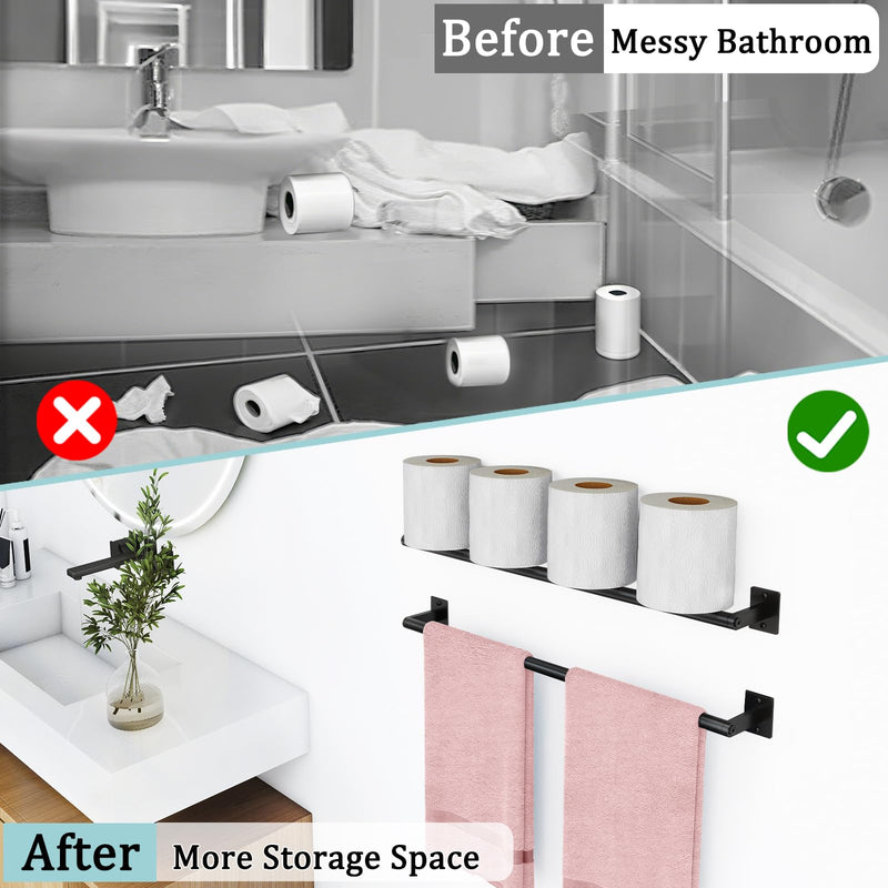 2 Packs 24 Inch Bathroom Towel Bar, Matte Black Towel Racks for Bathroom, JIAPAIDUO Bathroom Towel Rack Wall Mounted, Bath Hand Towel Holder Organizer, Modern Home Decor Towel Rod 24 inch (2 Packs)