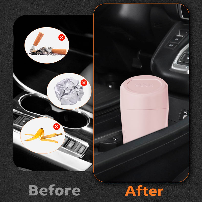 Car Trash Can with Lid, Leakproof Garbage Can with 40 Attached Trash Bags, Mini Essential Car Accessories for Interior for Car,SUV, Home, Office (Sakura Pink) Sakura Pink