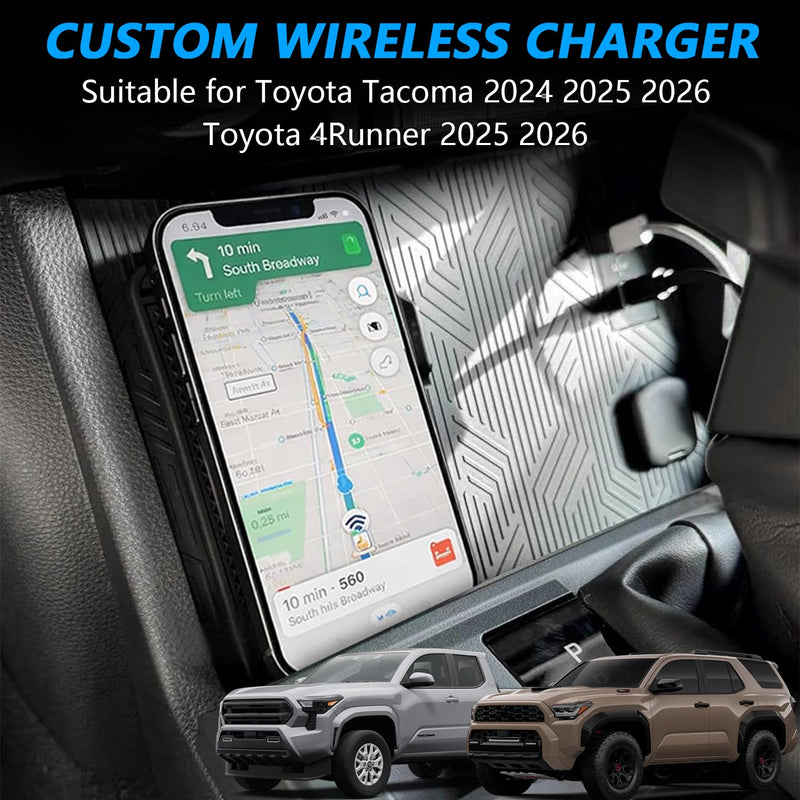 Magnetic Wireless Charger for Toyota Tacoma 2024 2025 2026 for Toyota 4Runner 2025 2026 15W Fast Wireless Car Phone Charger Pad Non-Slip Phone Holders for iPhone 17/16/15/14/13/12 black
