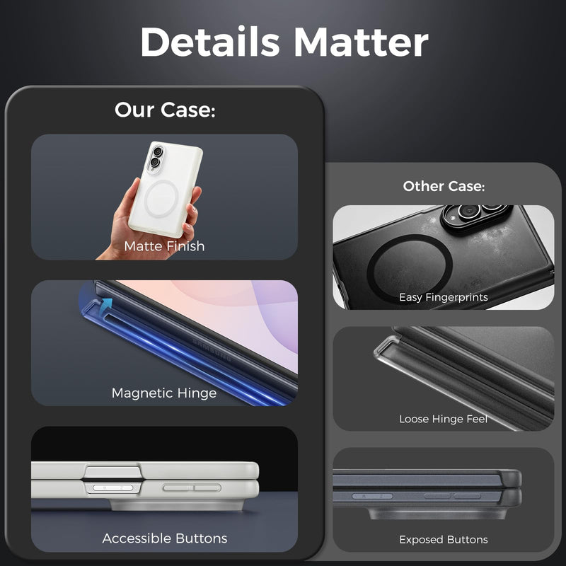 Slim for Samsung Galaxy Z Fold 8 Case Fit for Magsafe with Screen Protector | Hinge Protection, Translucent Matte Magnetic Back, 18FT Military Grade Drop Proof, Phone Case for Fold8 Wide, Black
