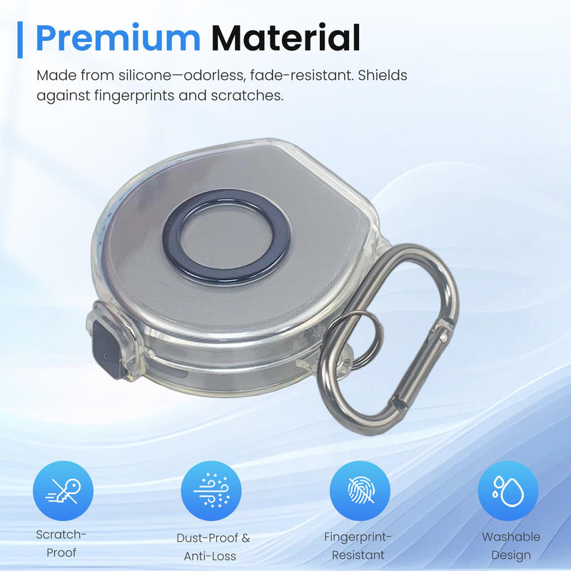 for Oura Ring 5 Charger Case,TPU Protective Cover with Lid,Transparent Anti-Scratch Bumper for Charging Dock,Drop-Proof Portable Travel Sleeve with Carabiner & Lanyard Accessories,Clear Clear