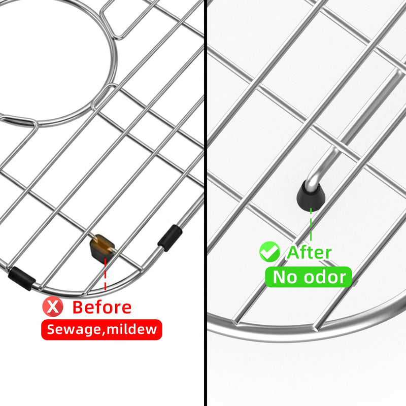 Sink Protector Grid 26-1/16" x 14-1/16", Centered Drain with Corner Radius 3-1/2" for Kitchen Sink Centered Drain with Corner Radius, 304 Stainless Steel Material 26-1/16" x 14-1/16" Centered Drain