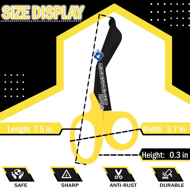 Heavy Duty Fluoride Coated Nurse Doctor Medical Paramedic Trauma Shears Scissors 7.25" (ODONTOMED2011) (Yellow) Yellow