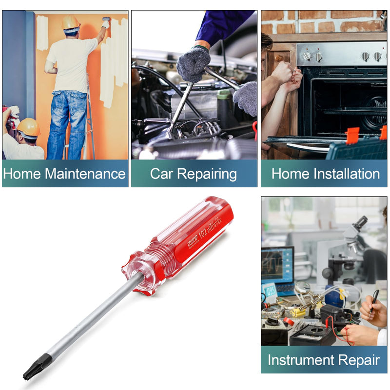 Luomorgo 1 Pc T10 Torx Screwdriver, T10 x 75mm Magnetic Tip Screwdriver with Insulated PVC Handle, Security Torx Screwdriver for Repairing Device, Appliance