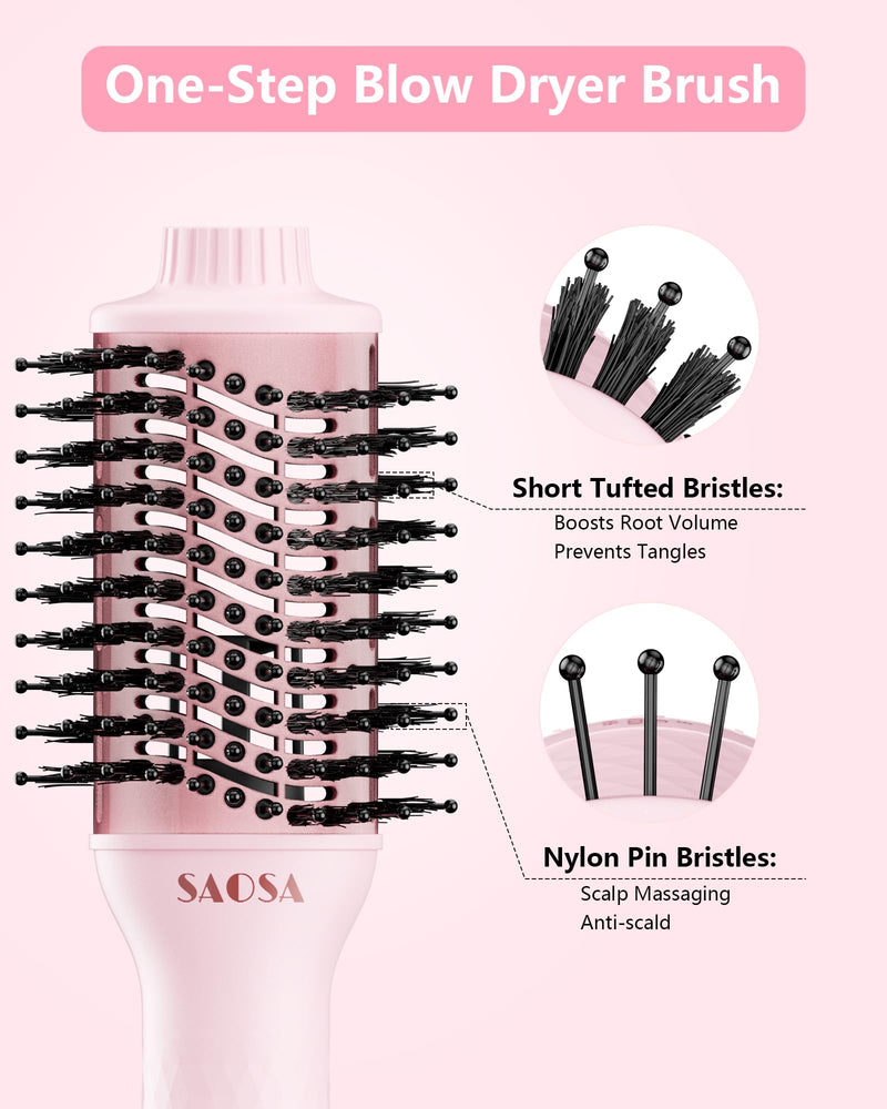 SAOSA Hair Dryer Brush Blow Dryer Brush in One, 4 in 1 Hot Air Brush & Volumizer with Negative Ion Anti-frizz Ceramic Titanium Barrel, UK Plug