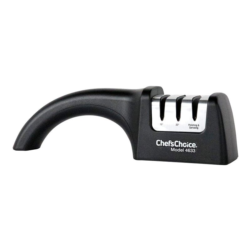 Chef'sChoice Professional Manual Knife Sharpeners AngleSelect for 15- and 20-Degree Straight-Edge and Serrated Knives with Diamond Abrasives Precise Angle Control & Compact Footprint, 2-Stage, Black