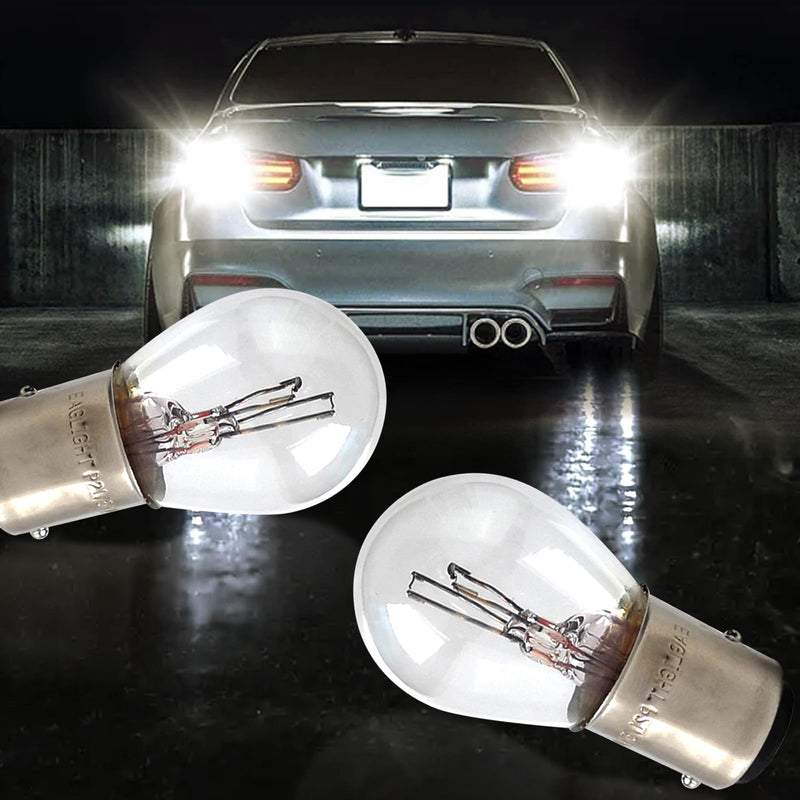 10 PCS Car 1157 P21/5W S25 BAY15D Light Bulb, Double Tail High and Low Brake Light Bulb Turn Signal Light Bulb LongerLife Replacement, Universal Halogen Brake Tail Light Parking Light (White) 10 PCS White