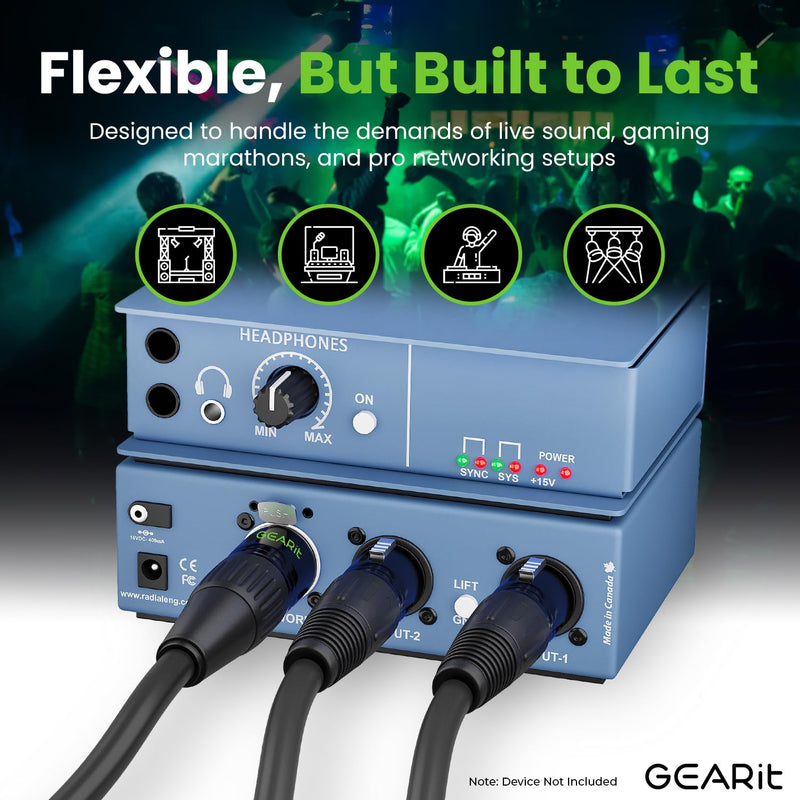 GEARit Shielded CAT6 Ethercon Cable (30 Feet) Professional Audio & Lighting RJ45 EtherCON-Compatible Cable for Studio, Stage, Concerts - 30ft Black 30 Feet