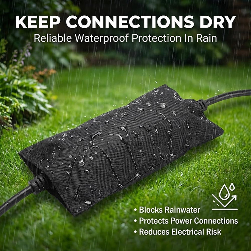 3Pcs Outdoor Extension Cord Safety Covers, 600D Canvas Oxford Cloth Waterproof Electrical Outlet Cover, Plug Connector Covers(Black) Black