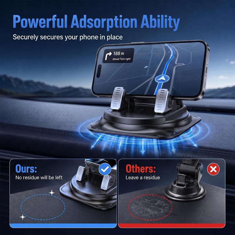 Car Dashboard Phone Holder, 360 Degree Rotatable Car Phone Holder, 2026 New Non-Slip Dashboard Cell Phone Holder,Universal Car Phone Mount Stand for Most Size Phones