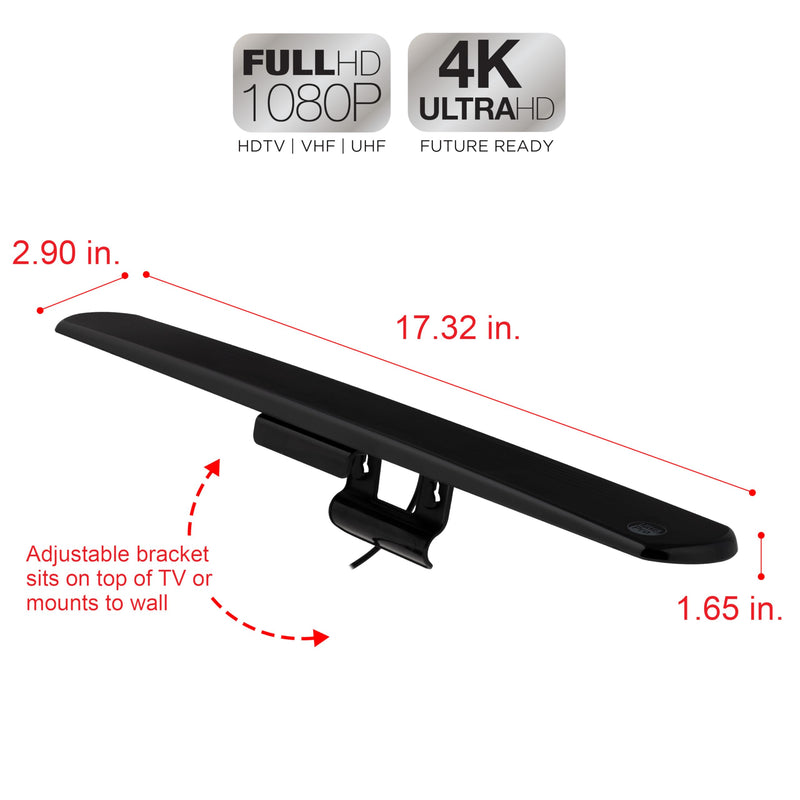 UltraPro Hover Digital TV Antenna Indoor for Smart TV, Long Range HD Local Channels, Easy Mount on Top Design, Supports 4K 1080P HDTV VHF UHF, 360° Reception, 83713 Compact