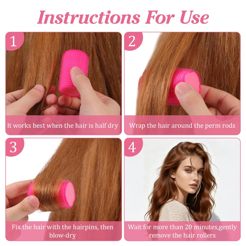 SOIMISS 12 Pieces Sponge Hair Rollers Sleep in Heatless Curls 6x6x3.6 cm Foam Self Grip Holding Volume Bangs Pink Blue Soft Curler for Women Medium Long Short DIY Styling Tools Beauty Accessory Packs