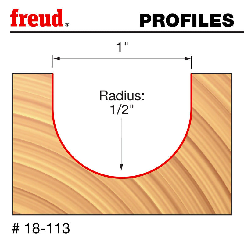Freud 18-113: 1/2" Radius Round Nose Bit with 1/4" Shank
