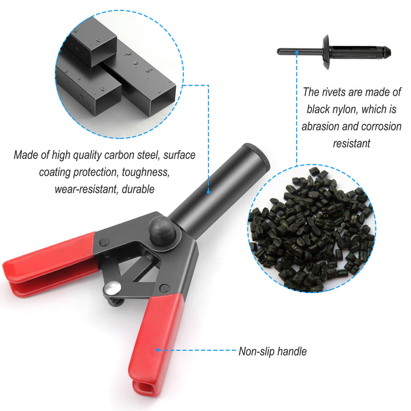 Rivet Gun Set with 3 Sizes Nylon Blind Rivets, 30 Pieces, Hand Riveter Suitable for Automotive and More 1