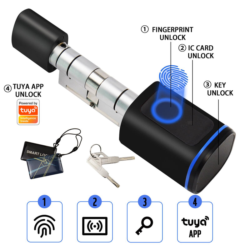 Intelligent Door Locks Fingerprint IC Card Key Cell Phone Application Household Intelligent Electronic Locks Applicable to Wooden Iron Security Door Black