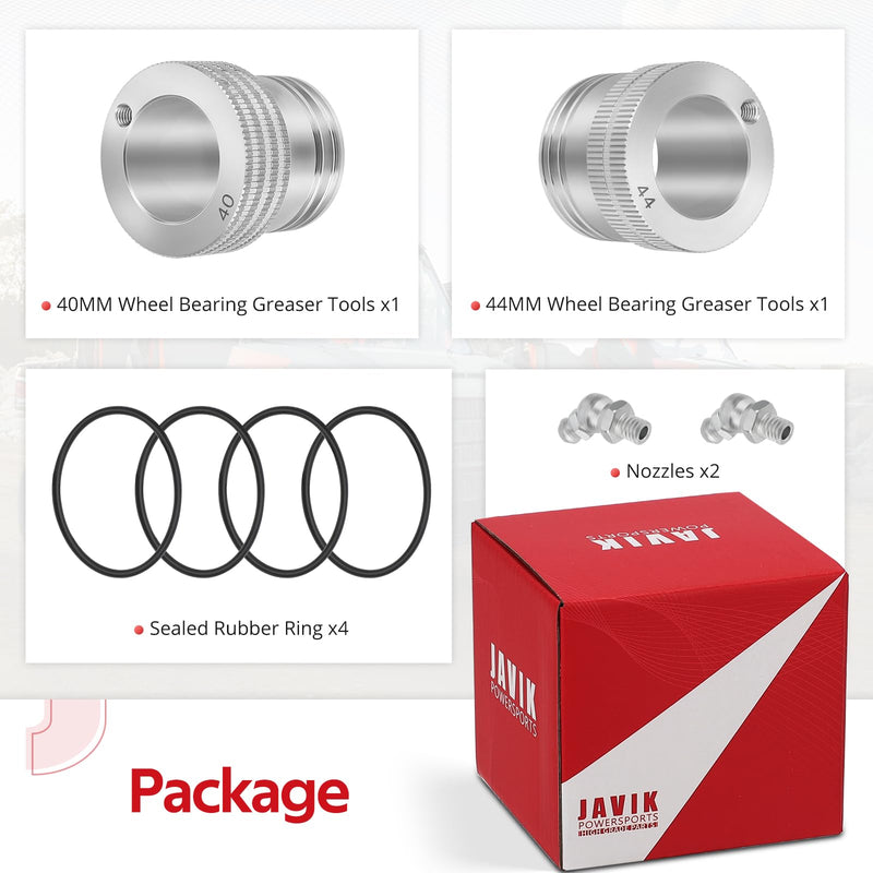 JAVIK 44MM / 40MM Front Rear Wheel Bearing Greaser Tools for Polaris Ranger 570 700 800 900 1000 XP HST RZR 570 800 PRO XD ACE 570 900 Brutus HD