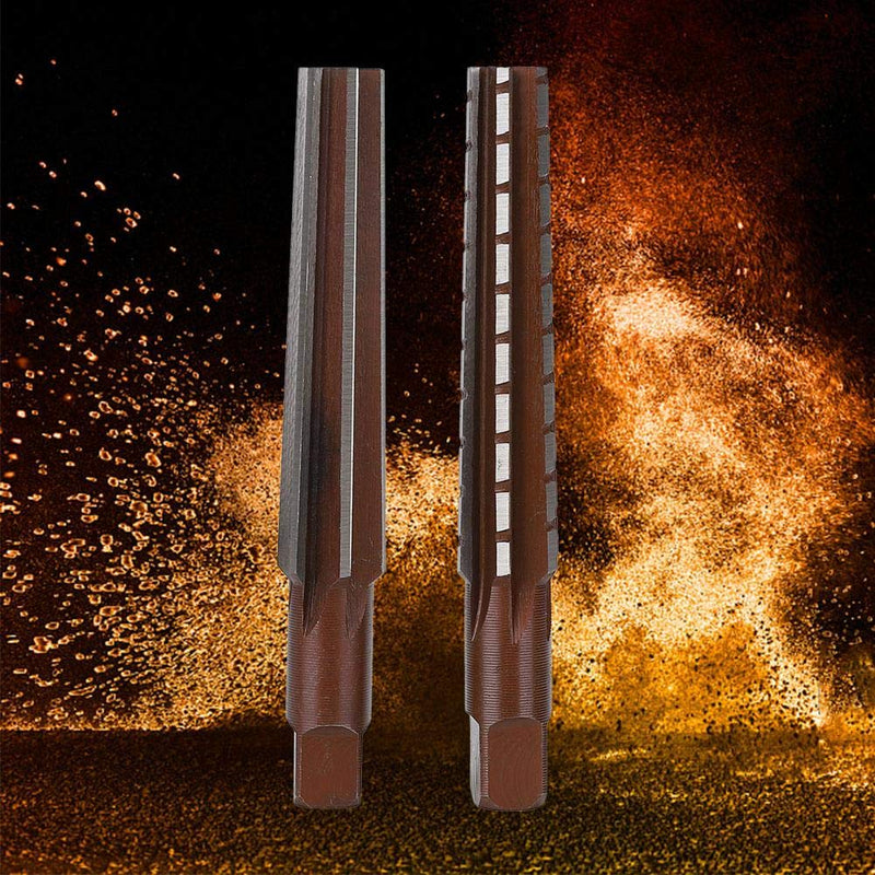 2Pcs High Carbon Steel Straight Shank Morse Taper Reamer Rough + Fine Hand Reamer Set Replacement(MT2#)