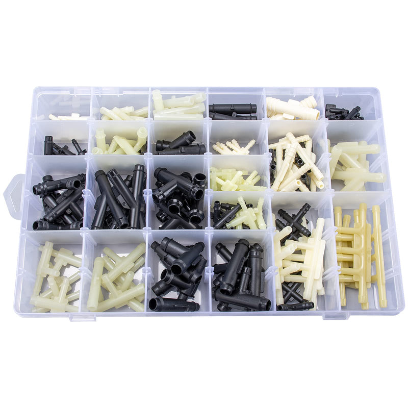 OAUTOO 32 Size Automotive Vacuum Tubing Connector Vacuum Tee Connector Assortment Kit 1/8" 3/16" 1/4" 5/16" 3/8"