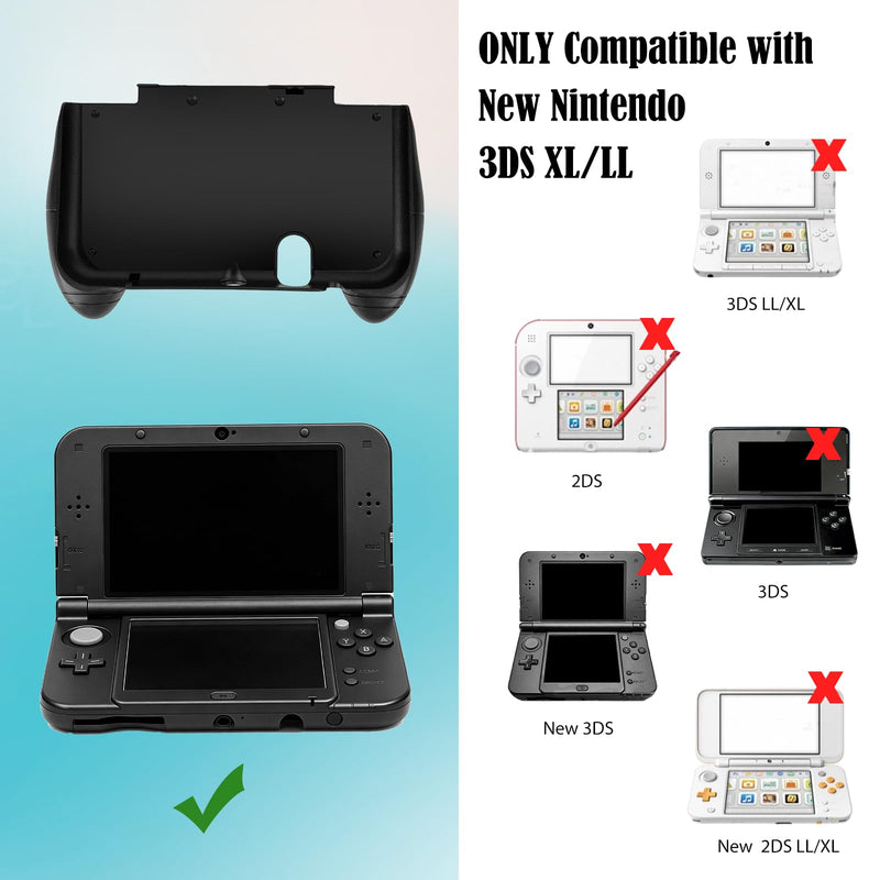 JDGPOKOO 5 in 1 Accessories Kit for New Nintendo 3DS XL/LL 2015, Carrying Case for New 3DS XL/LL, Hand Grip, 2 Set Screen Protectors and Charging Cable Compatible with Nintendo New 3DS‌ XL/LL ONLY