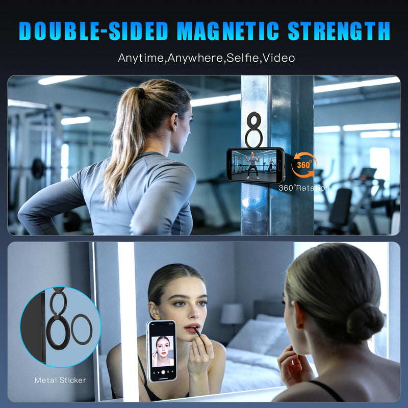Magnetic Phone Ring for MagSafe Grip [Dual-Sided Magnetic] [Magnet Phone Stand Grip Compatible with Car Mounts] Mag Safe Accessory for iPhone 17/16/15/14/13 Pro Max Plus,Grey