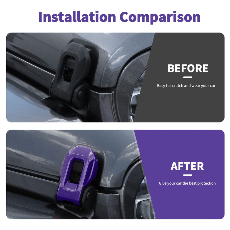 Hood Latch Lock Catch Brackets Cover Trim Fit for 2018-2025 Jeep Wrangler JL JLU & Gladiator JT(Purple) Purple