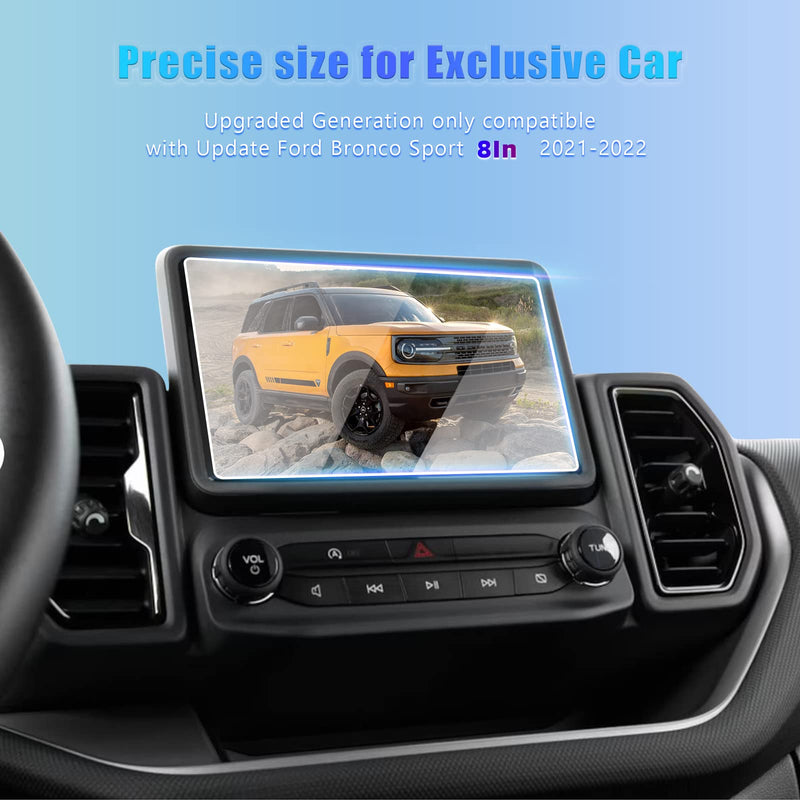 GFJNFG Bronco Sport Tempered Glass Screen Protector for 2024 2023 2022 2021 Ford Bronco Sport 8 Inch Touchscreen Sync 3 Navigation 9H Hardness Anti-Explosion Super Protection Bronco Sport 8" Clear
