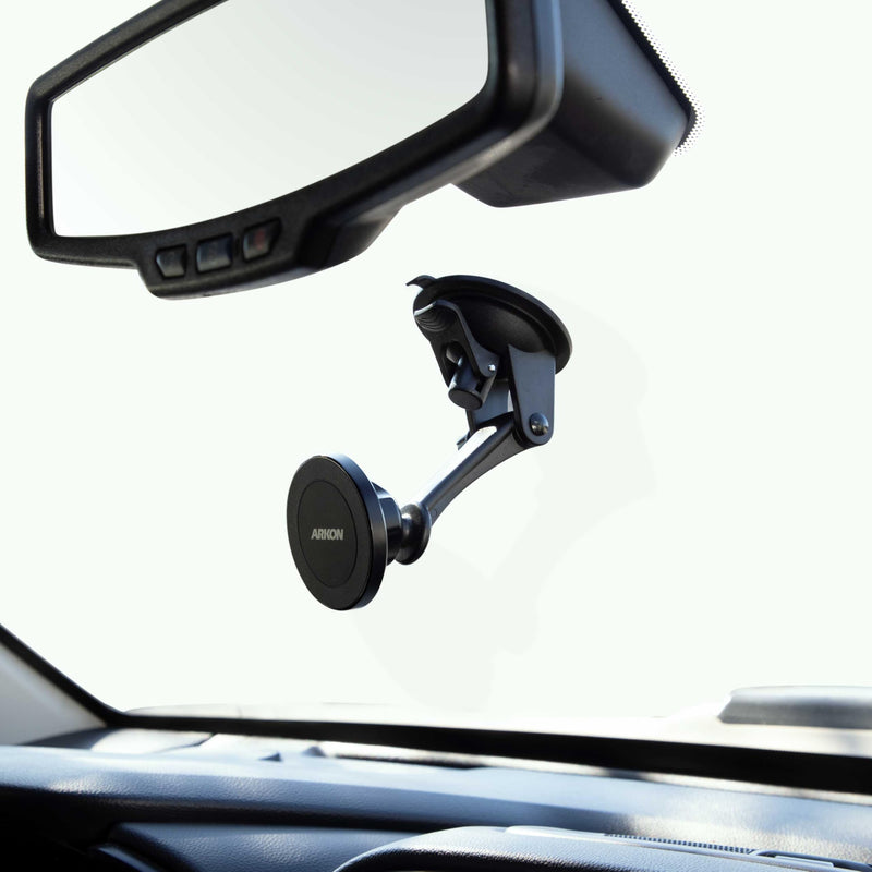 ARKON Mounts Magnetic Phone Mount with Suction Mount, Strong Neodymium Magnets, Suction Mount for Windshields and Dashes, 360° Swivel for Easy Positioning, for iPhone, Galaxy, and More
