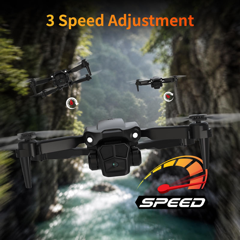 TD12Pro Drone with 1080P Camera for Adults Kids, Mini Drone with LCD Screen Remote, Foldable Remote Control Quadcopter, One Key Start, Easy to fly, Toy for Kids Adult Beginners Black01
