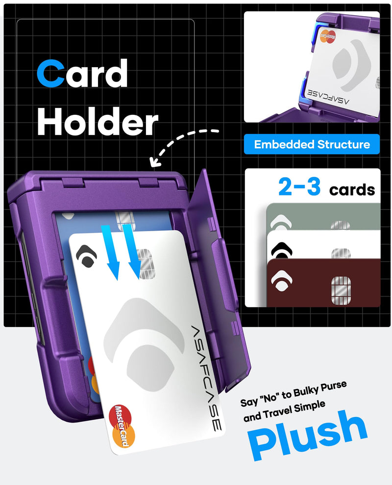 ASAFCASE for Motorola Razr Ultra 2026/2025 Phone Case with Wallet, Purple | Card Holder, Rugged Hinge Protection, Outer HD Screen Protector, Military Drop, Durable Phone Case for Razr Ultra 2026/2025 Dark Purple