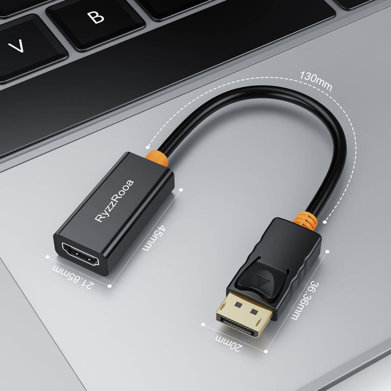 4K DisplayPort to HDMI Adapter, 5-Pack, Gold-Plated, Male/Female | Gold-plated connectors for reliable 4K. Uni-directional DP to HDMI. Works with PC, laptop, monitor, projector. Black
