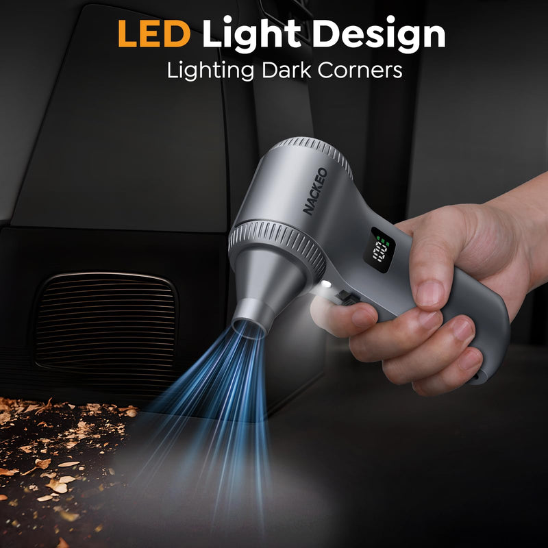 Compressed Air Duster, Cordless Mini Air Blower with Up to 230000 RPM Motor, 100-Speed Adjustable Electric Air Duster with LED Light and Display Screen for PC, Keyboard, Car & Outdoor Use