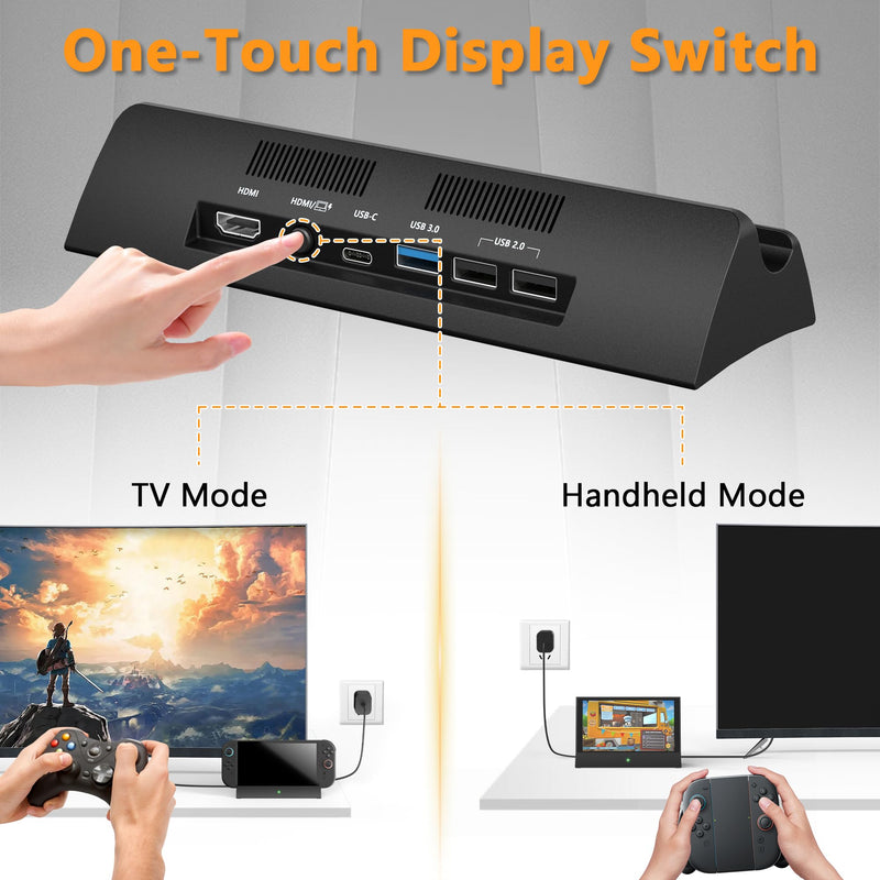 Switch 2 Dock,TV Docking Station with 4K HD Adapter/USB 3.0 Port/USB-C Port,Includes 20V/3A Power Adapter and Cable
