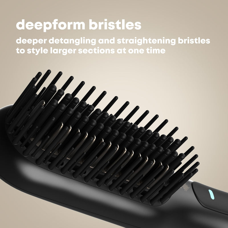 REVAMP Deepform Hair Straightener Brush - 2 in 1 Dry & Style, Ceramic | Heated Styler, Hot Air for Wet Hair, Hot Brush for Dry, Smoothing, Salon Professional Shine Oils Air Styler