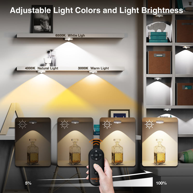 Puck Lights with Remote Control Rechargeable,Wireless Under Cabinet Lighting,2000mAh Battery Operated Tap Push Touch Light,Stick On Lights for Counter,Shelf,Bookcase (White, 5 Pcs) 5 PACK White