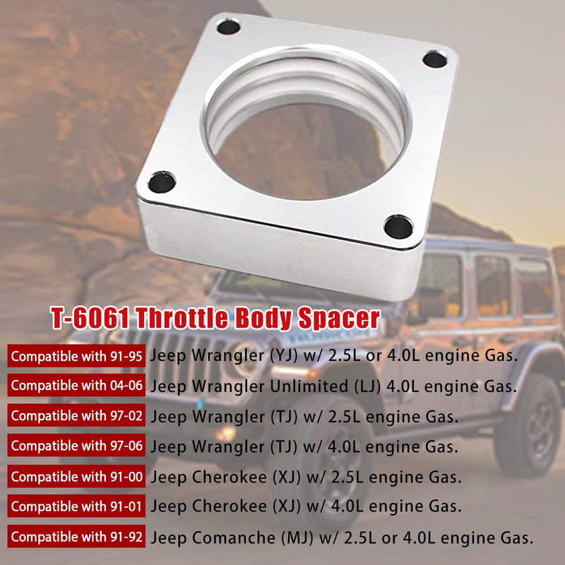 Throttle Body Spacer Replacement for Jeep Wrangler TJ YJ 1987-2006, Throttle Body Spacer Compatible with Cherokee XJ 1984-2001