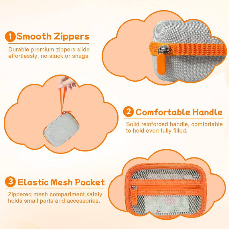Teyomi Storage Case Compatible with Yoto Mini Player with 5 Blank Cards | Card Holder for Yoto Cards, 20PCS Self Adhesive Tabs with 2 Loops, Drop-proof, Water-proof, Perfect for outdoor trips, Orange