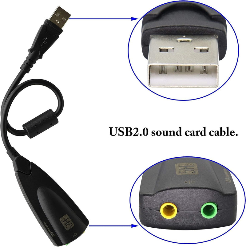 zdyCGTime USB External Stereo Sound Adapter 5hv2 Multi-Function USB 2.0 External 3D Virtual 7.1 Channel Sound Card Adapter with 3.mm Headphone Mic Jack for Mac Win 7 PC Laptop Desktop cable