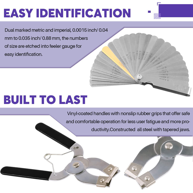 Swpeet 4Pcs 3 Inch Piston Ring Compressor and Adjustable Piston Installation Tool Installer Removal Pliers with Wrench and Stainless Steel Feeler Gauge Assortment Kit for Car Engine