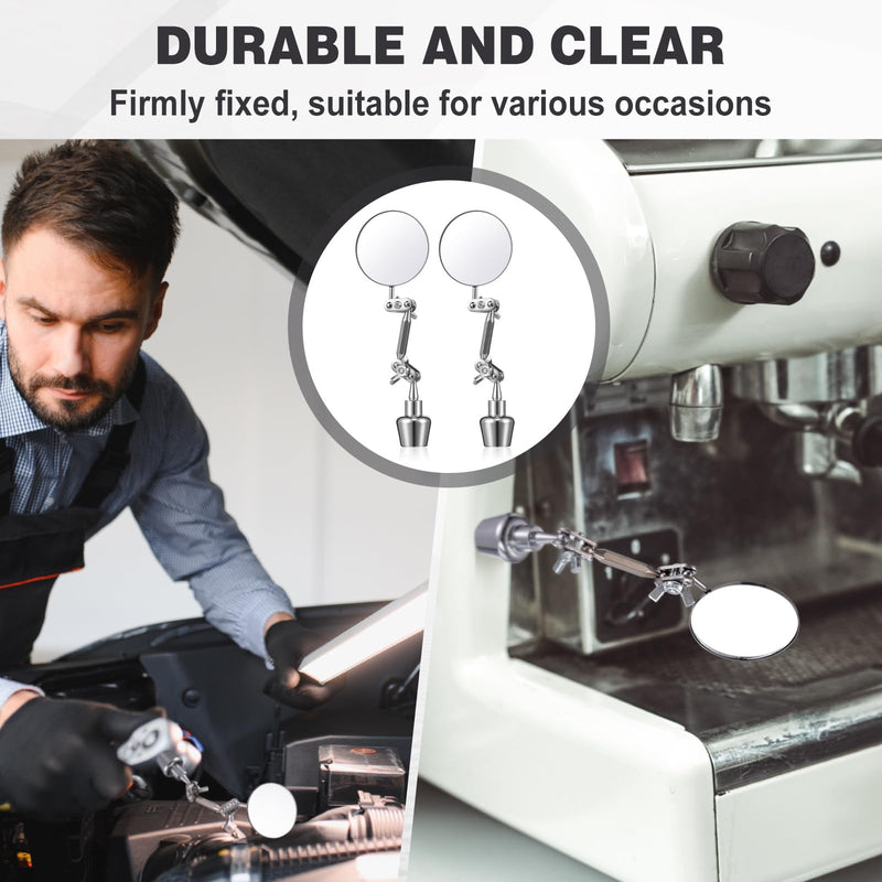 Kingdder 2 Pcs Circular Inspection Mirrors Magnetic Base Welding Mirror 2 Inch Round Swivel Angle Ball Joint Antenna Inspection Tools for Mechanical Welding Coffee Machine Maintenance
