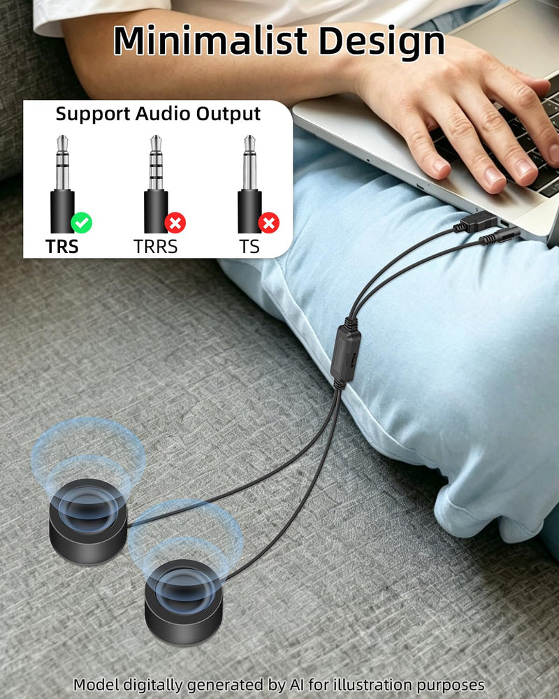 6W 3.5MM MINI Computer Speaker for Desktop(1.3M) | Small PC Speaker,MINI Computer Speakers USB Power with USB C Adapter and Volume Control for Monitor,Laptop,Phone,MP3