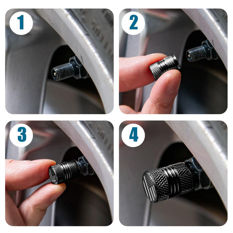 Tire Valve Stem Caps - 5 Pack Corrosion Resistant Premium Anodized Alloy Air Valve Caps Universal for Car SUV Bike Accessories Black