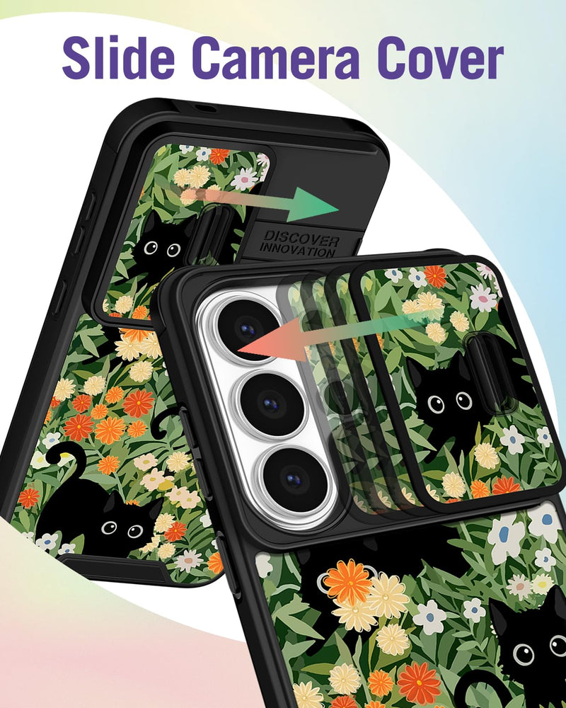 Buleens for Samsung Galaxy S26 Ultra Case - with Ring Stand & Camera Cover Aesthetic Cute Designed for Women Girls Girly Kawaii Cats Floral for Samsung S26 Ultra Phone Case Compatible with Magsafe Cat Flowers
