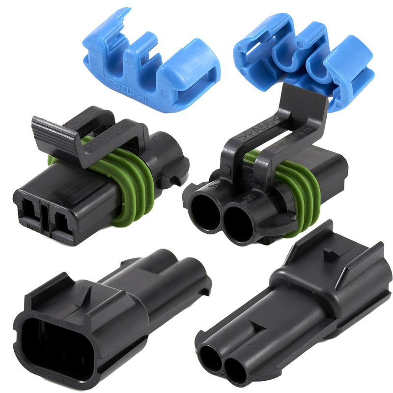 5-Pack (2-PIN) 30Amp Metri-Pack Waterproof Connector Terminals and Seals 12-10awg 2-Pin (12-10 GA)