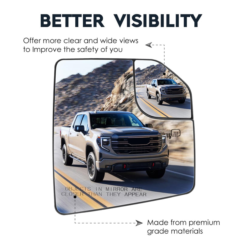 Passenger Right Side Heated Blind Spot Mirror Glass Fit for 2015-2020 Ford F-150, Side View Mirror Glass, Replacement for FL3Z17K707A Passenger Side(Right)
