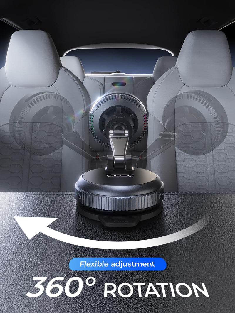 XO Qi2.2 Magnetic Car Mount Charger,25W Fast Charging with Cooling Fan and LED Light, 360° Rotatable Strong Hold Car Phone Mount with for Phone,Universal Fit for Most Vehicles, Easy Installation