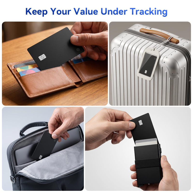 eirix 2 Pack Wallet Tracker Card (iOS and Android) Ultra Slim 0.07in IP68 Waterproof Rechargeable Work with Apple Find My & Google Find Hub, Item Locator for Card Holder,Passports,Money Clips